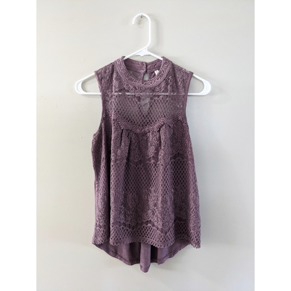 Purple Lace Sleeveless Top